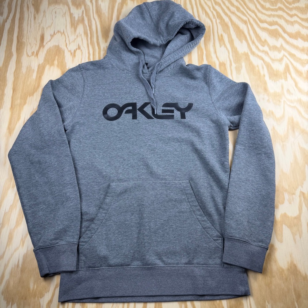 Oakley B1B Pullover Hoodie Mens S Gray‎ Black Logo Fleece Sweatshirt 1006648CHG